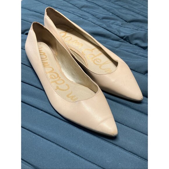 Sam Edelman Leather Rae Pointed Flats Shoes Peachy Beige Ballet Twee Sz 10 - Picture 1 of 7